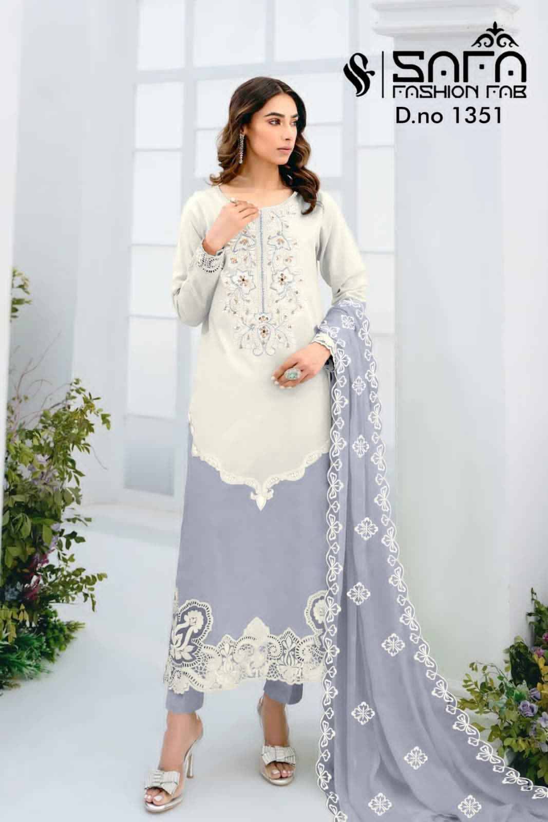 Safa 1351 Colours By Safa Fashion 1351-A To 1351-C Series Designer Stylish Fancy Colorful Beautiful Party Wear & Ethnic Wear Collection Georgette Dresses At Wholesale Price