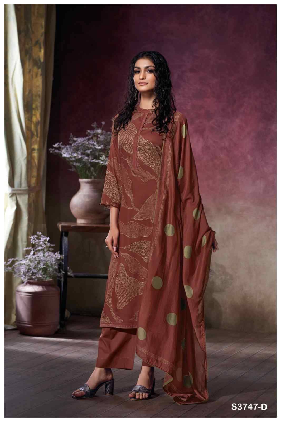 Preska-3747 By Ganga Fashion 3747-A To 3747-D Series Beautiful Festive Suits Colorful Stylish Fancy Casual Wear & Ethnic Wear Premium Cotton Satin Dresses At Wholesale Price