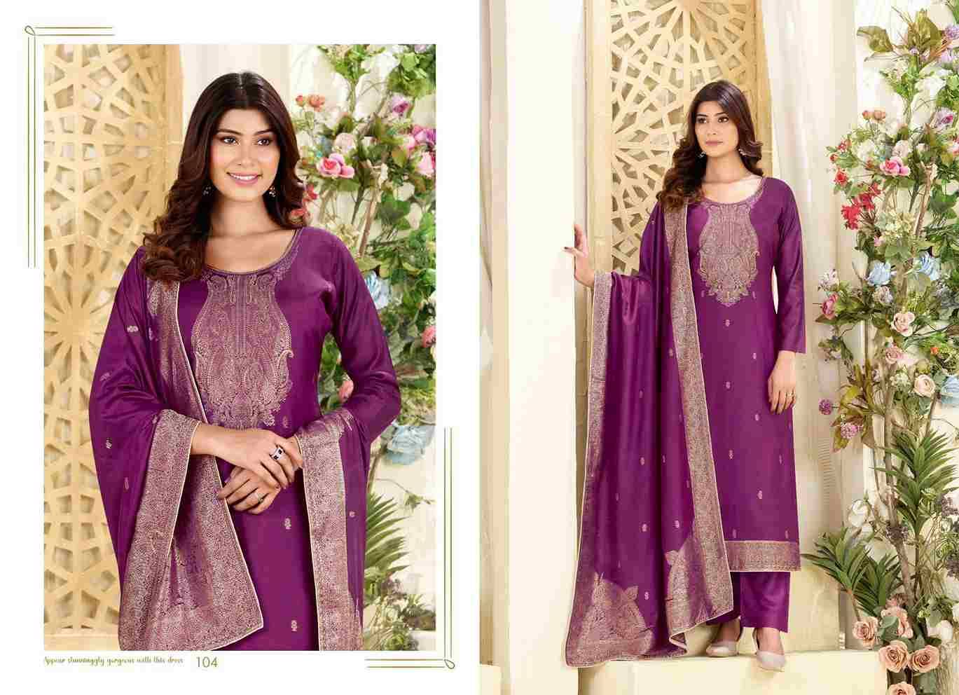 Samora By Tanishk Fashion 101 To 104 Series Beautiful Festive Suits Colorful Stylish Fancy Casual Wear & Ethnic Wear Muslin Jacquard Dresses At Wholesale Price