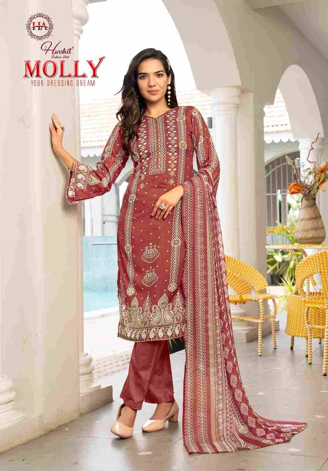 Molly By Harshit Fashion Hub 2012-12-01 To 2012-12-08 Series Beautiful Festive Suits Stylish Fancy Colorful Casual Wear & Ethnic Wear Pure Cambric Dresses At Wholesale Price
