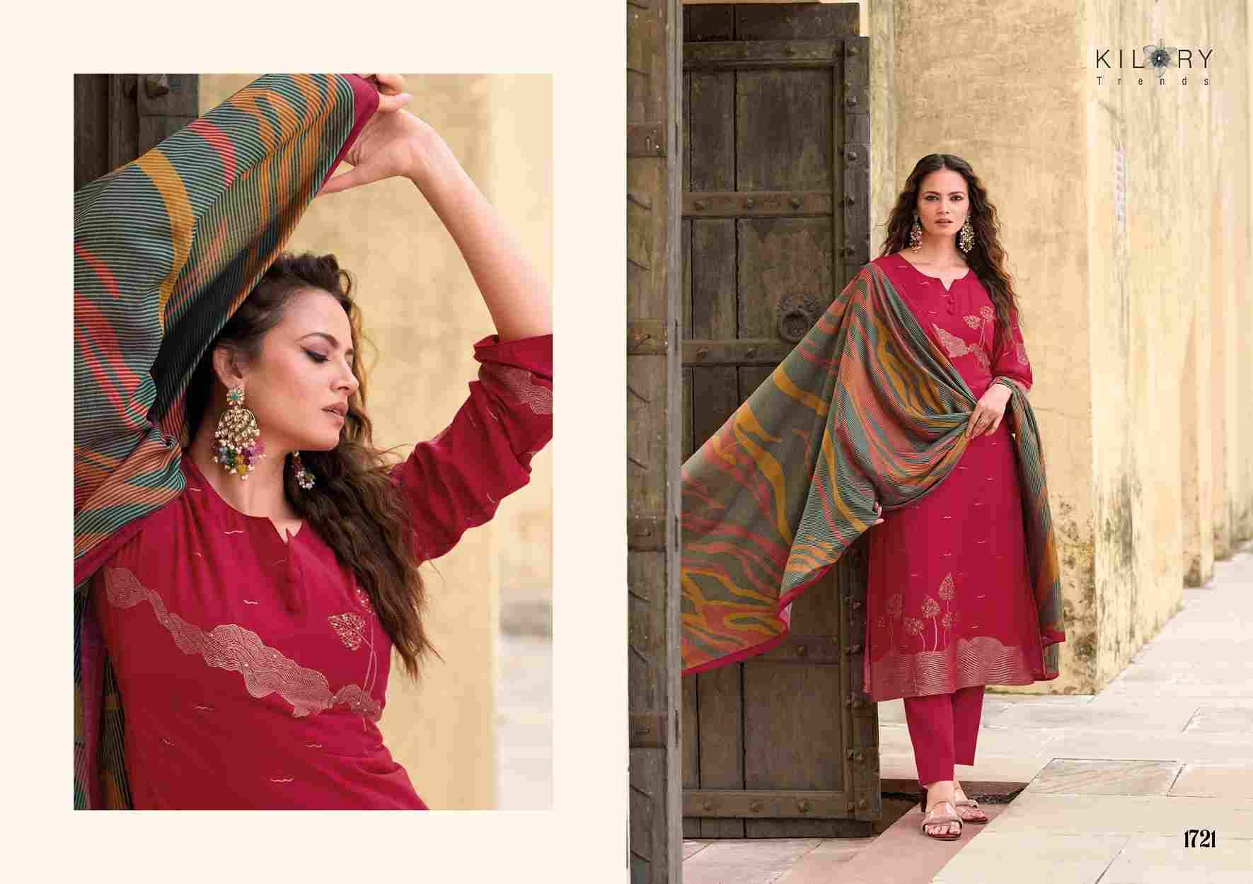 Myra By Kilory 1721 To 1724 Series Beautiful Festive Suits Colorful Stylish Fancy Casual Wear & Ethnic Wear Pure Muslin Jacquard Silk Dresses At Wholesale Price