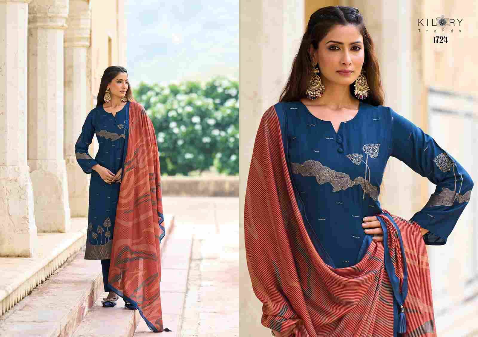 Myra By Kilory 1721 To 1724 Series Beautiful Festive Suits Colorful Stylish Fancy Casual Wear & Ethnic Wear Pure Muslin Jacquard Silk Dresses At Wholesale Price