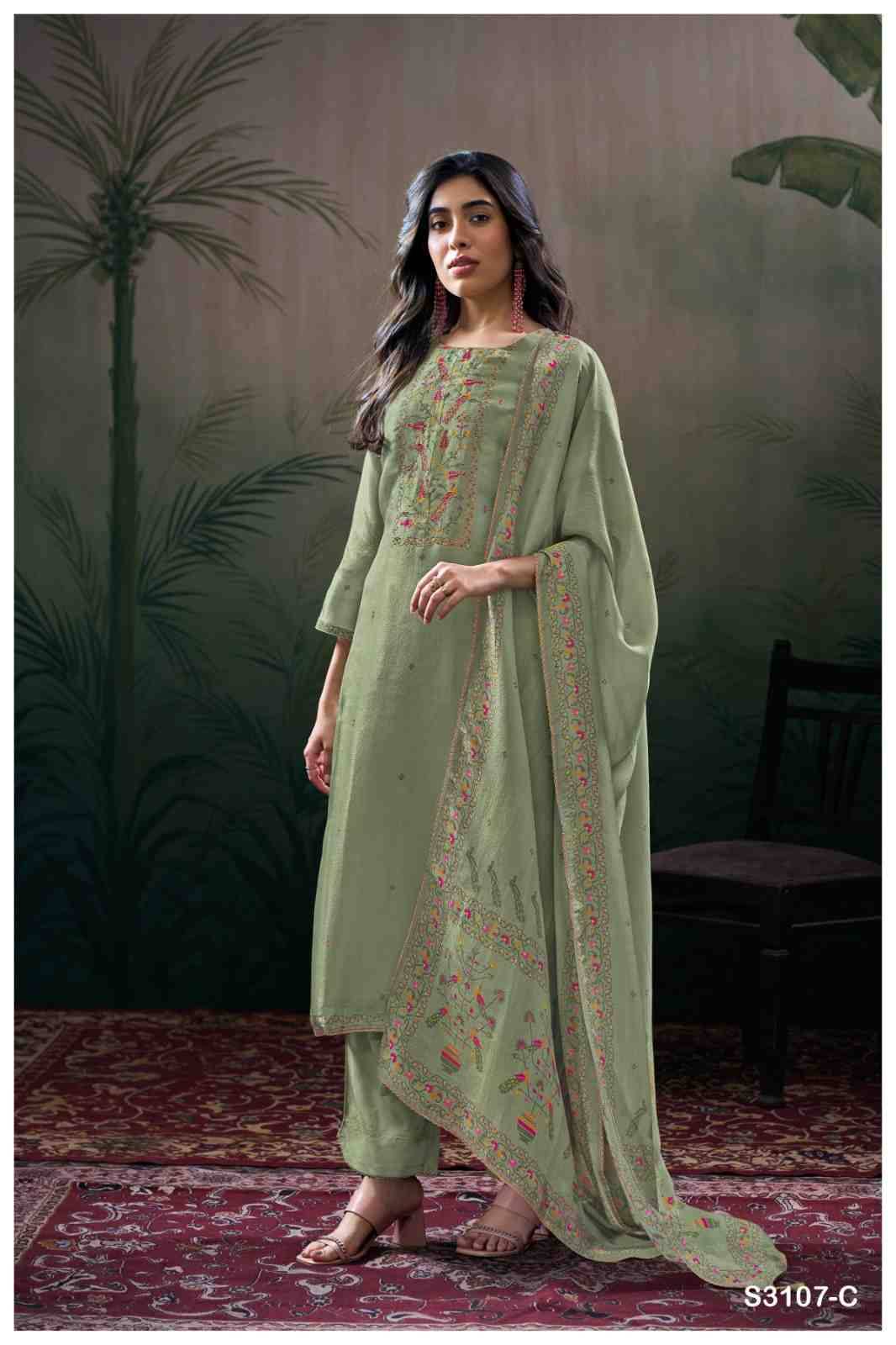Dhanvika-3107 By Ganga Fashion 3107-A To 3107-D Series Beautiful Festive Suits Colorful Stylish Fancy Casual Wear & Ethnic Wear Premium Bemberg Silk Jacquard Dresses At Wholesale Price
