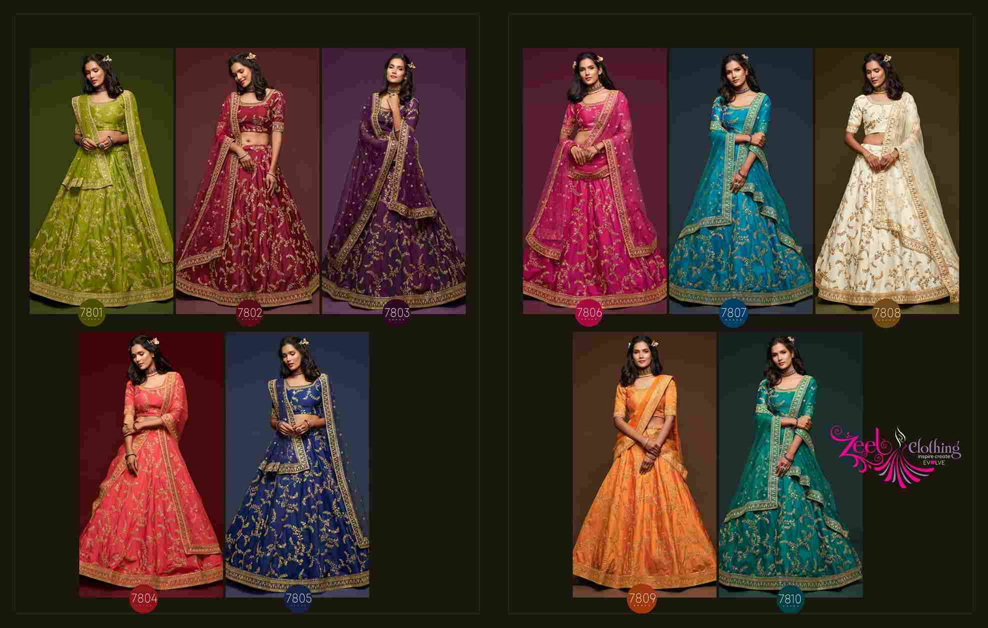 The Modern Vibes Vol-1 By Zeel Clothing 7801 To 7810 Series Bridal Wear Collection Beautiful Stylish Colorful Fancy Party Wear & Occasional Wear Silk Lehengas At Wholesale Price