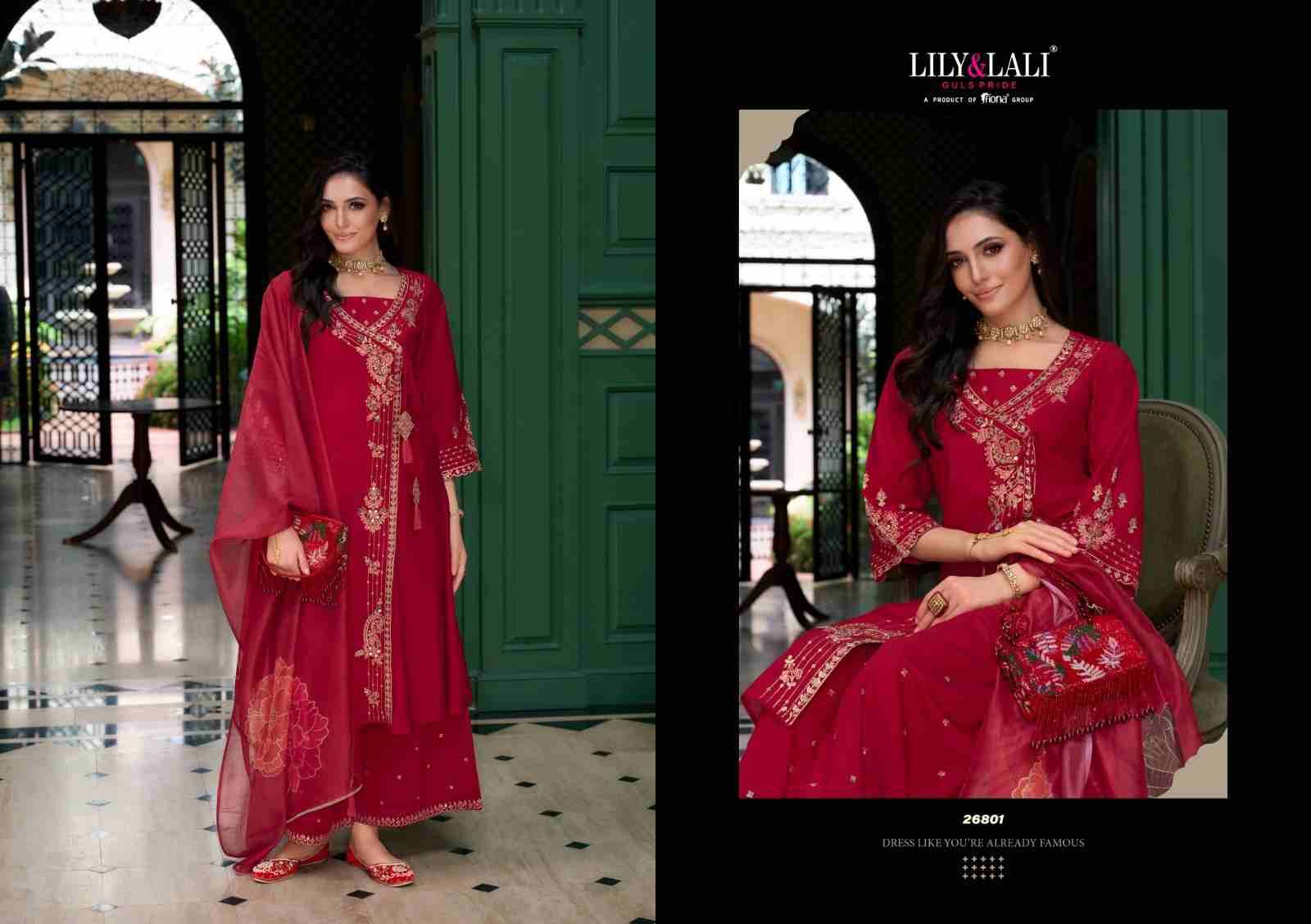 Angrakhha By Lily And Lali 26801 To 26804 Series Beautiful Festive Suits Colorful Stylish Fancy Casual Wear & Ethnic Wear Roman Silk Embroidery Dresses At Wholesale Price