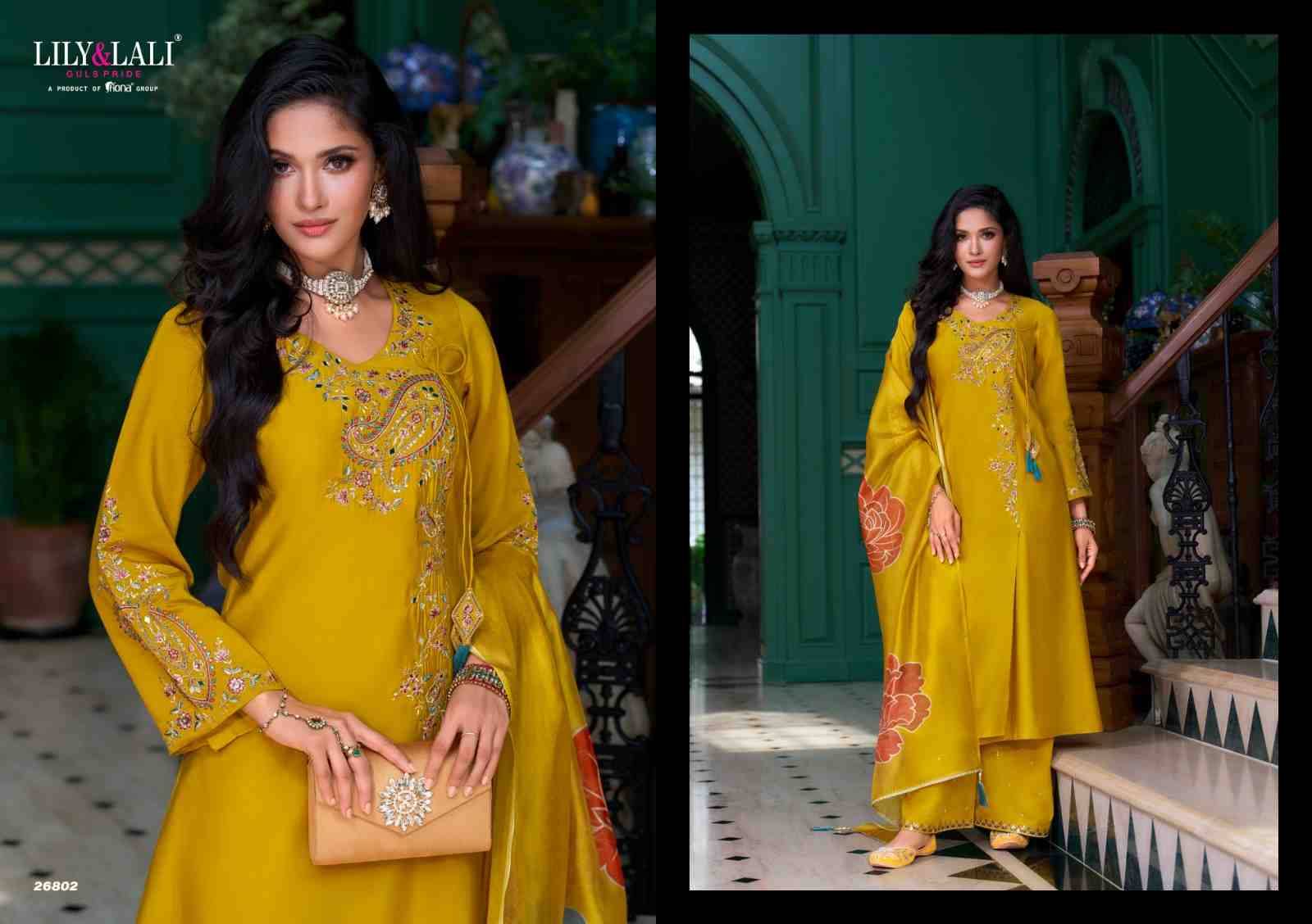 Angrakhha By Lily And Lali 26801 To 26804 Series Beautiful Festive Suits Colorful Stylish Fancy Casual Wear & Ethnic Wear Roman Silk Embroidery Dresses At Wholesale Price