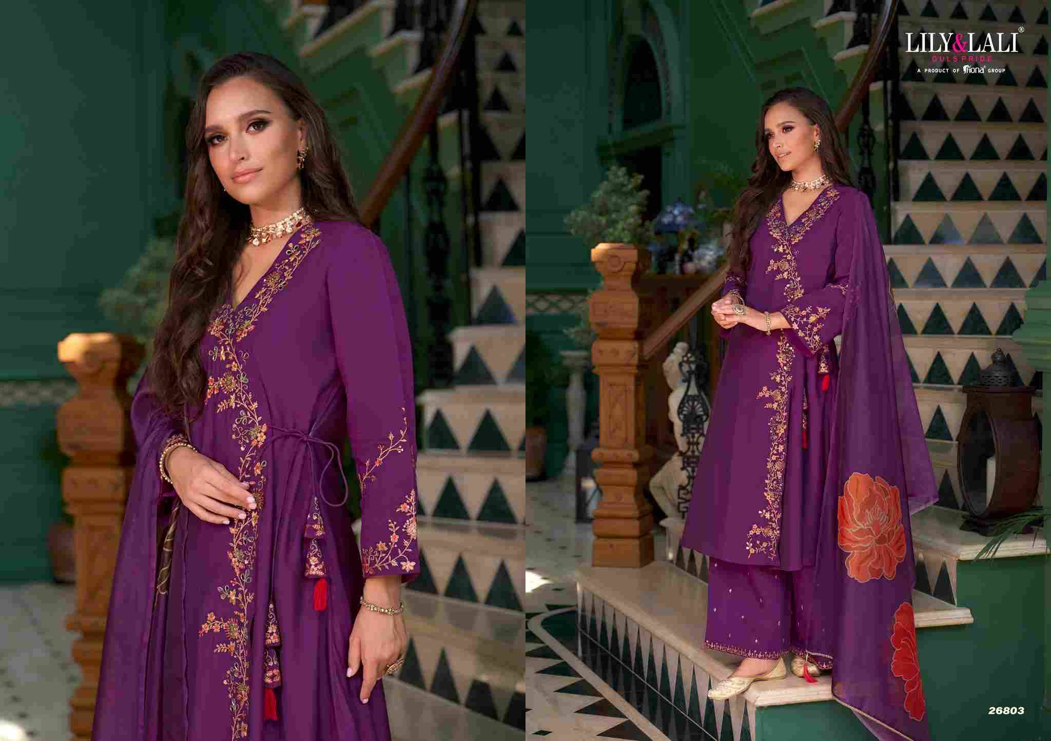 Angrakhha By Lily And Lali 26801 To 26804 Series Beautiful Festive Suits Colorful Stylish Fancy Casual Wear & Ethnic Wear Roman Silk Embroidery Dresses At Wholesale Price