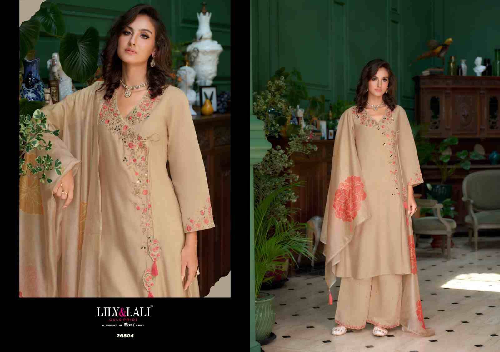 Angrakhha By Lily And Lali 26801 To 26804 Series Beautiful Festive Suits Colorful Stylish Fancy Casual Wear & Ethnic Wear Roman Silk Embroidery Dresses At Wholesale Price