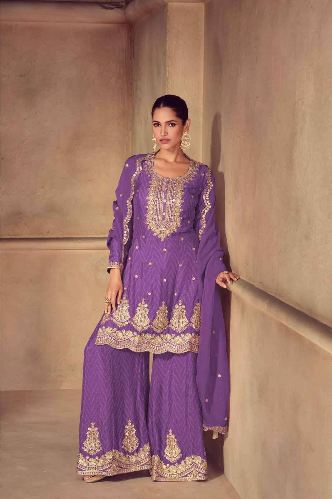 Sonika By Gulkayra Designer 7551-A To 7551-C Series Beautiful Sharara Suits Colorful Stylish Fancy Casual Wear & Ethnic Wear Chinnon Dresses At Wholesale Price