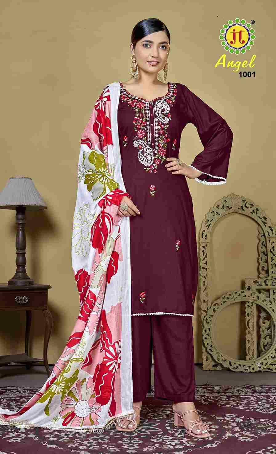 Angel Vol-1 By JT 1001 To 1005 Series Beautiful Festive Suits Colorful Stylish Fancy Casual Wear & Ethnic Wear Rayon Dresses At Wholesale Price