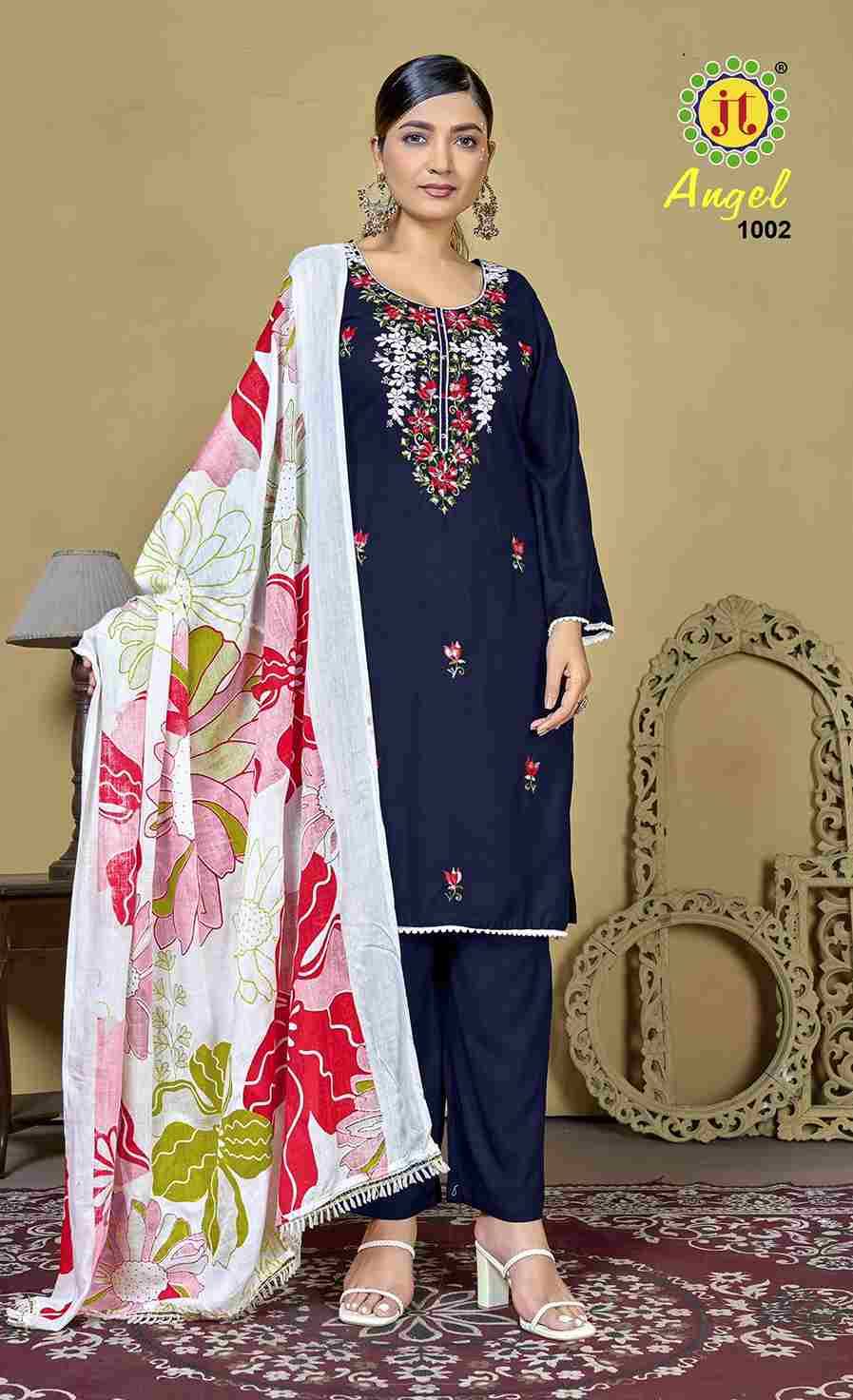 Angel Vol-1 By JT 1001 To 1005 Series Beautiful Festive Suits Colorful Stylish Fancy Casual Wear & Ethnic Wear Rayon Dresses At Wholesale Price