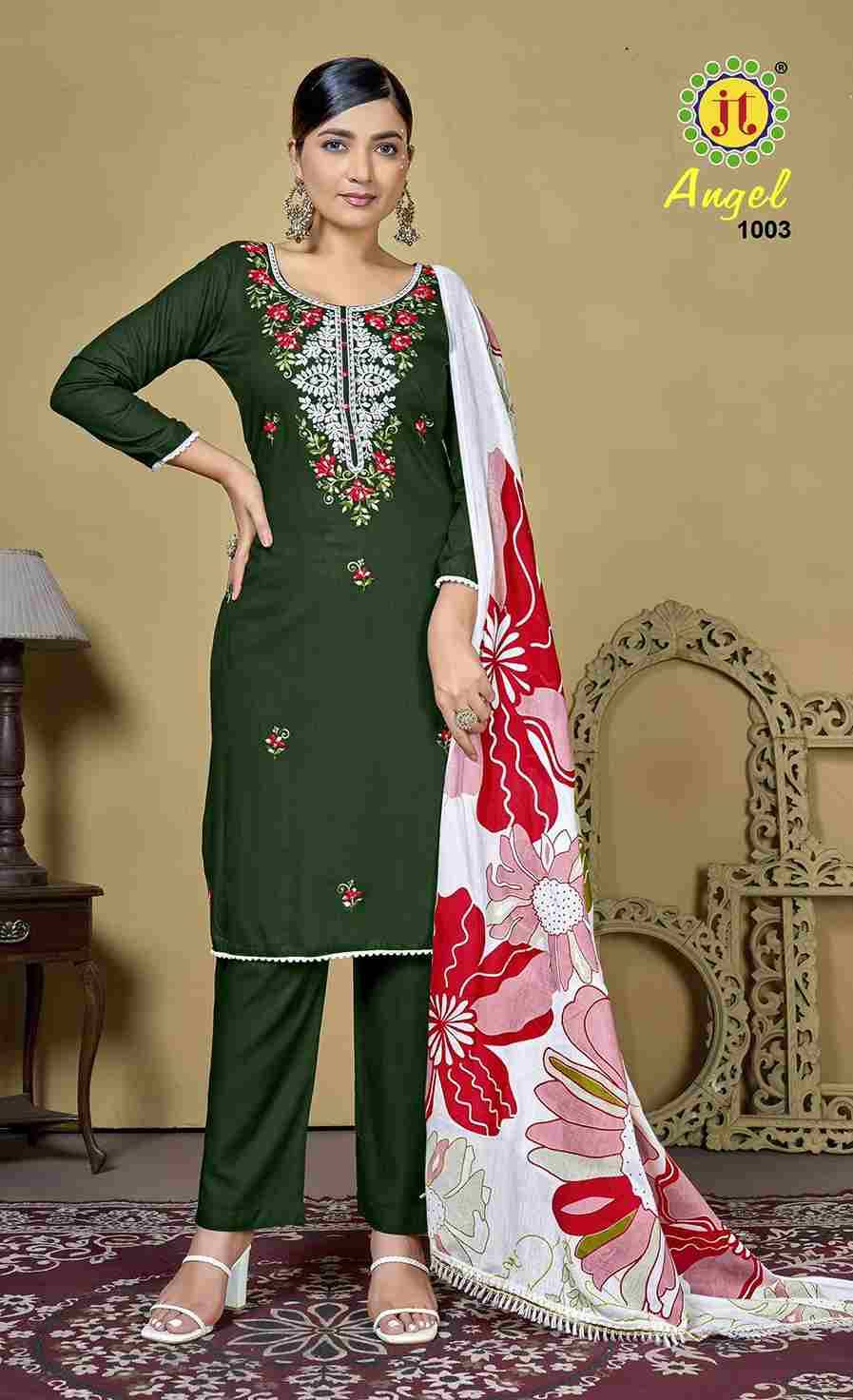 Angel Vol-1 By JT 1001 To 1005 Series Beautiful Festive Suits Colorful Stylish Fancy Casual Wear & Ethnic Wear Rayon Dresses At Wholesale Price
