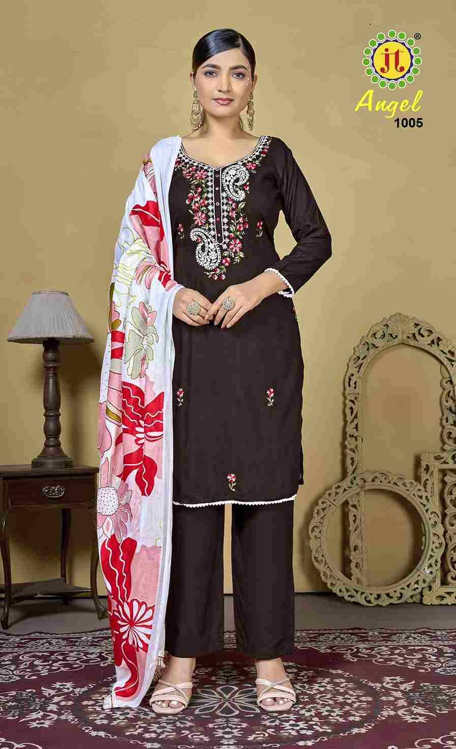 Angel Vol-1 By JT 1001 To 1005 Series Beautiful Festive Suits Colorful Stylish Fancy Casual Wear & Ethnic Wear Rayon Dresses At Wholesale Price