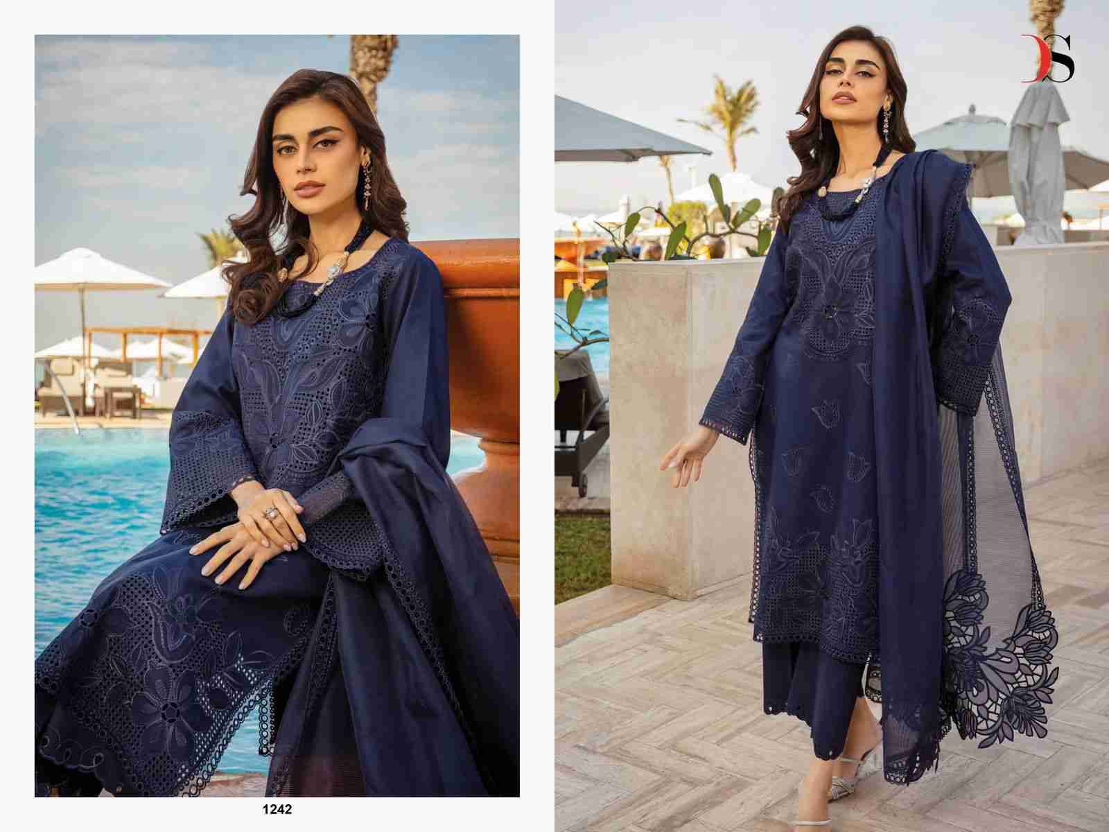 Rang Rasiya Premium Lawn-25 Vol-2 By Deepsy Suits 1241 To 1244 Series Pakistani Stylish Beautiful Colourful Printed & Embroidered Party Wear & Occasional Wear Pure Cotton Dresses At Wholesale Price