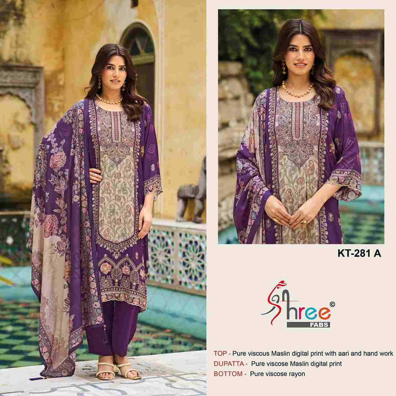 Shree Fabs Hit Design KT-281 Colours By Shree Fabs KT-281-A To KT-281-D Series Designer Pakistani Suits Beautiful Fancy Stylish Colorful Party Wear & Occasional Wear Pure Viscose Muslin Embroidery Dresses At Wholesale Price