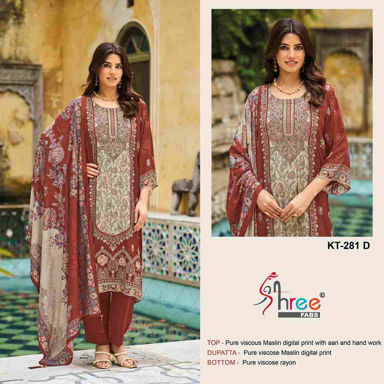Shree Fabs Hit Design KT-281 Colours By Shree Fabs KT-281-A To KT-281-D Series Designer Pakistani Suits Beautiful Fancy Stylish Colorful Party Wear & Occasional Wear Pure Viscose Muslin Embroidery Dresses At Wholesale Price