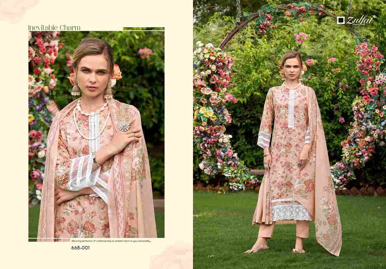 Sadabahaar By Zulfat 668-001 To 668-006 Series Beautiful Festive Suits Stylish Fancy Colorful Casual Wear & Ethnic Wear Pure Cotton Print Dresses At Wholesale Price