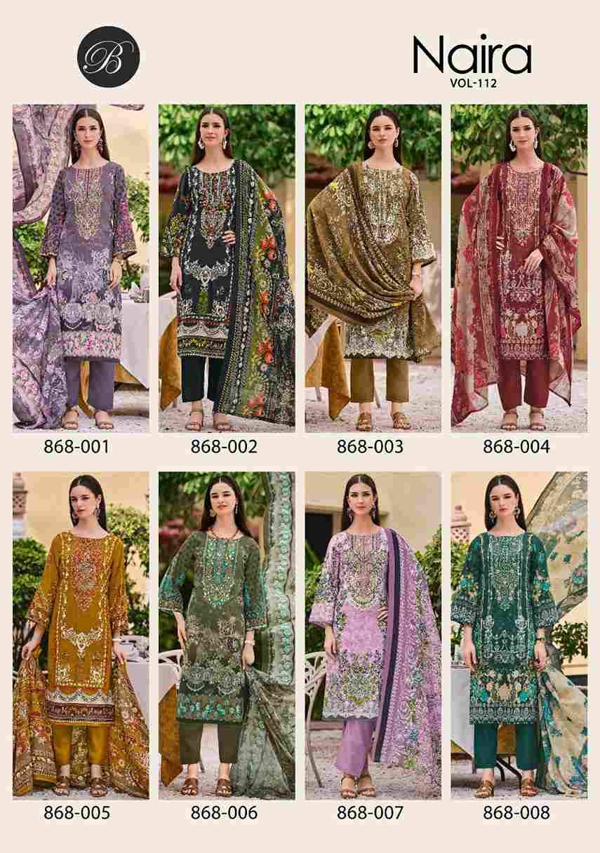 Naira Vol-112 By Belliza 868-001 To 868-008 Series Beautiful Festive Suits Stylish Fancy Colorful Casual Wear & Ethnic Wear Pure Cotton Print Dresses At Wholesale Price