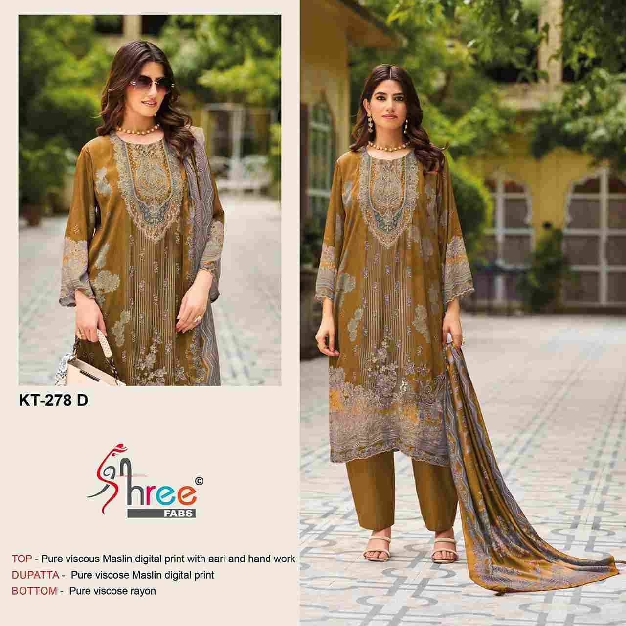 Shree Fabs Hit Design KT-278 Colours By Shree Fabs KT-278-A To KT-278-D Series Designer Pakistani Suits Beautiful Fancy Stylish Colorful Party Wear & Occasional Wear Pure Viscose Muslin Embroidery Dresses At Wholesale Price