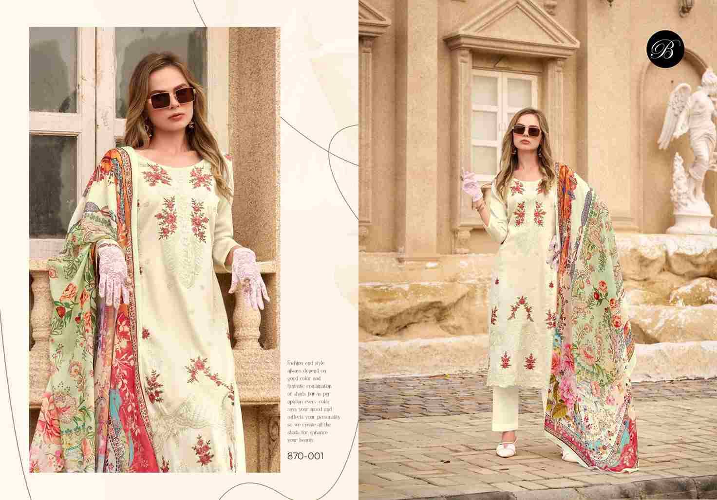 Zarqash Vol-7 By Belliza 870-001 To 870-006 Series Beautiful Festive Suits Stylish Fancy Colorful Casual Wear & Ethnic Wear Pure Jam Cotton Dresses At Wholesale Price