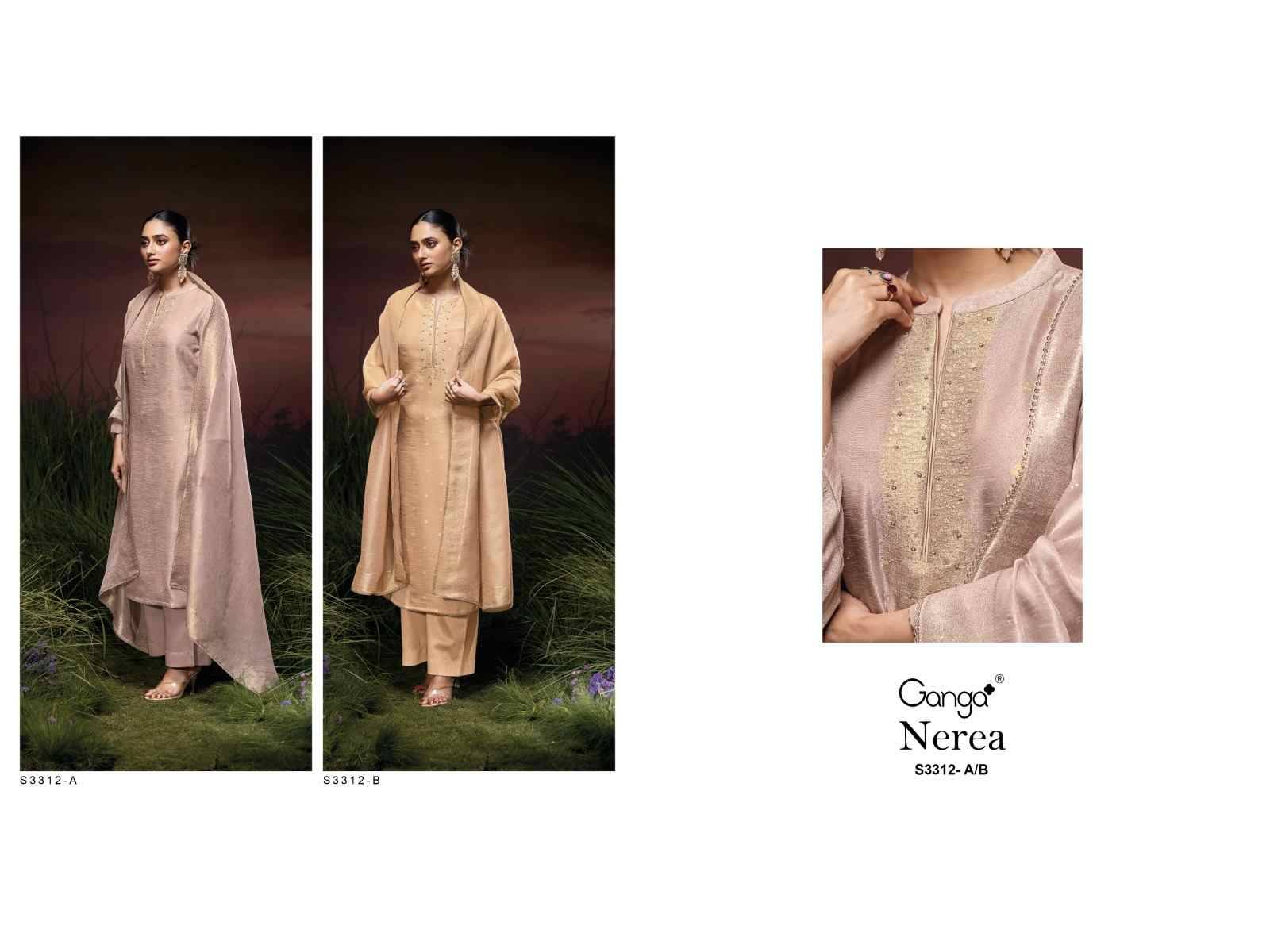 Nerea-3312 By Ganga Fashion 3312-A To 3312-B Series Beautiful Festive Suits Colorful Stylish Fancy Casual Wear & Ethnic Wear Premium Viscose Linen Jacquard Dresses At Wholesale Price