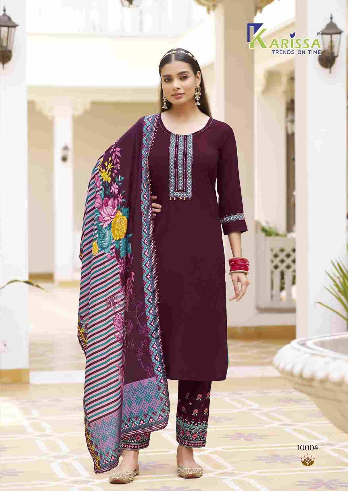 Vidisha Vol-10 By Karissa 10001 To 10006 Series Designer Festive Suits Beautiful Stylish Fancy Colorful Party Wear & Occasional Wear Rayon Dresses At Wholesale Price