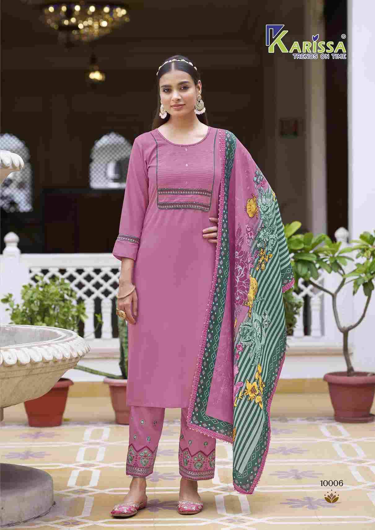 Vidisha Vol-10 By Karissa 10001 To 10006 Series Designer Festive Suits Beautiful Stylish Fancy Colorful Party Wear & Occasional Wear Rayon Dresses At Wholesale Price