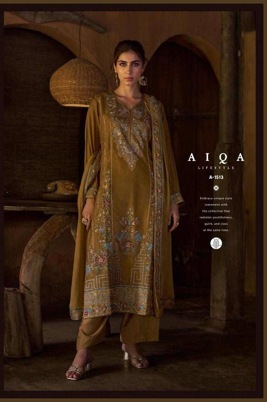 Demoor By Aiqa 1513 To 1519 Series Beautiful Festive Suits Colorful Stylish Fancy Casual Wear & Ethnic Wear Pure Russian Silk With Work Dresses At Wholesale Price