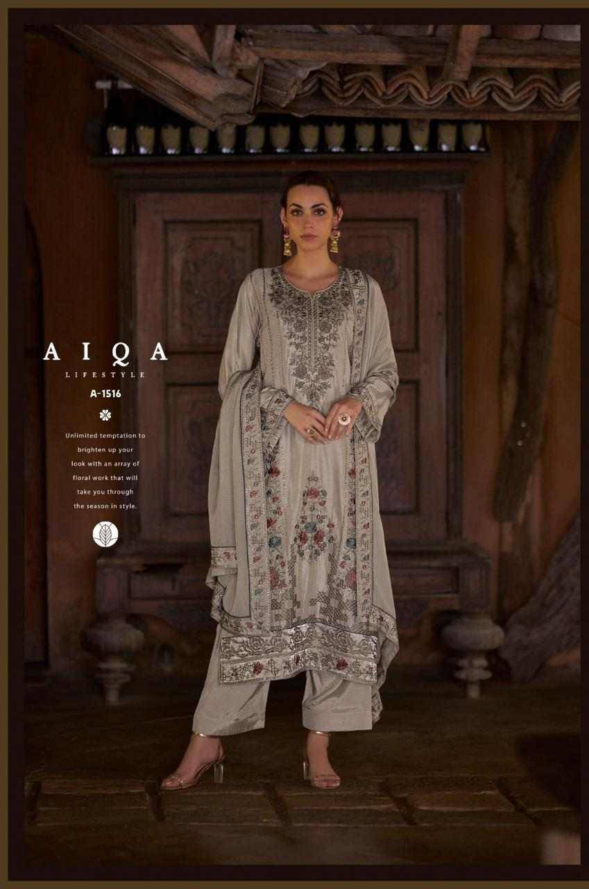 Demoor By Aiqa 1513 To 1519 Series Beautiful Festive Suits Colorful Stylish Fancy Casual Wear & Ethnic Wear Pure Russian Silk With Work Dresses At Wholesale Price