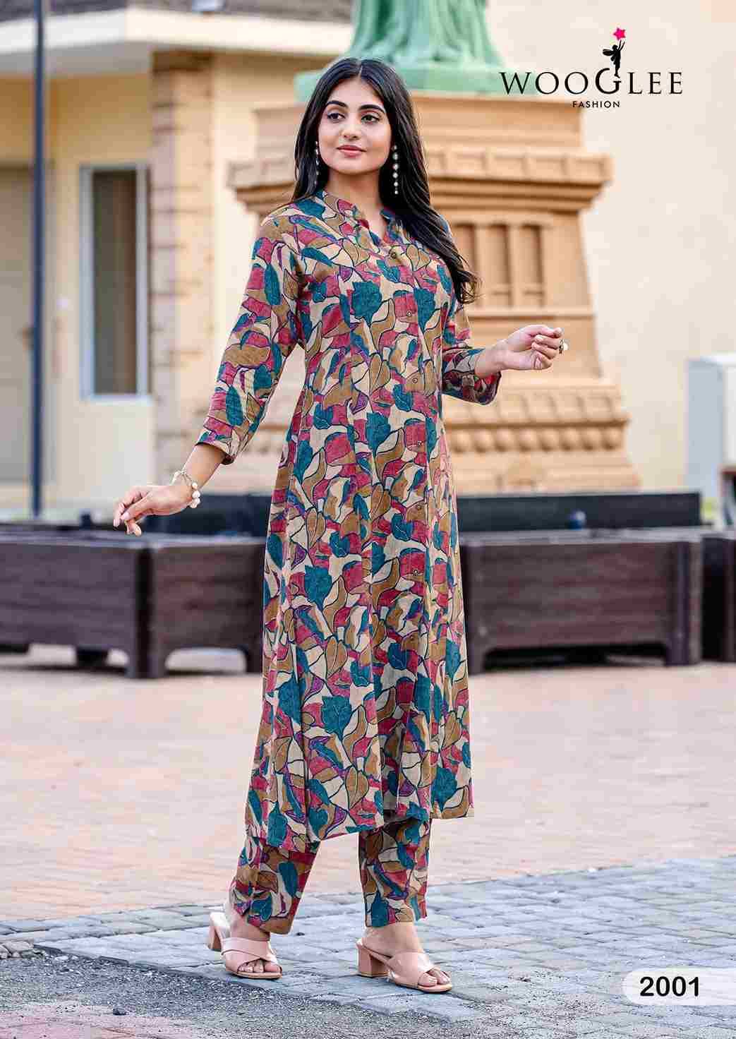 Sankalp By Wooglee 2001 To 2006 Series Designer Stylish Fancy Colorful Beautiful Party Wear & Ethnic Wear Collection Rayon Print Kurtis With Bottom At Wholesale Price