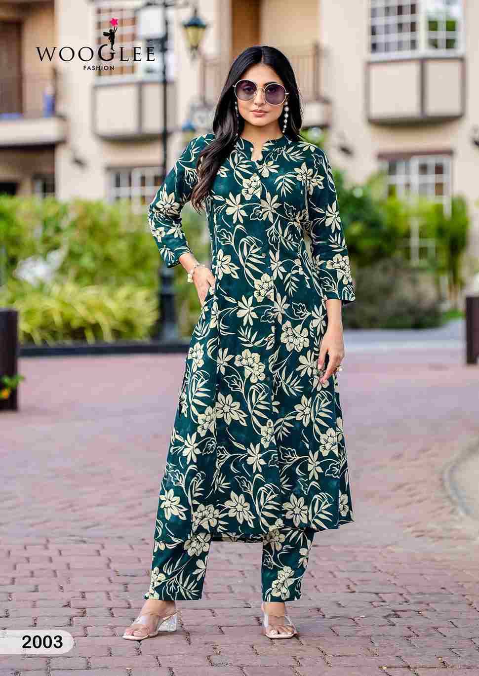 Sankalp By Wooglee 2001 To 2006 Series Designer Stylish Fancy Colorful Beautiful Party Wear & Ethnic Wear Collection Rayon Print Kurtis With Bottom At Wholesale Price