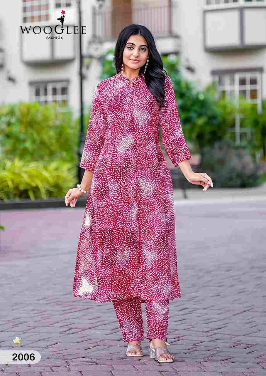 Sankalp By Wooglee 2001 To 2006 Series Designer Stylish Fancy Colorful Beautiful Party Wear & Ethnic Wear Collection Rayon Print Kurtis With Bottom At Wholesale Price