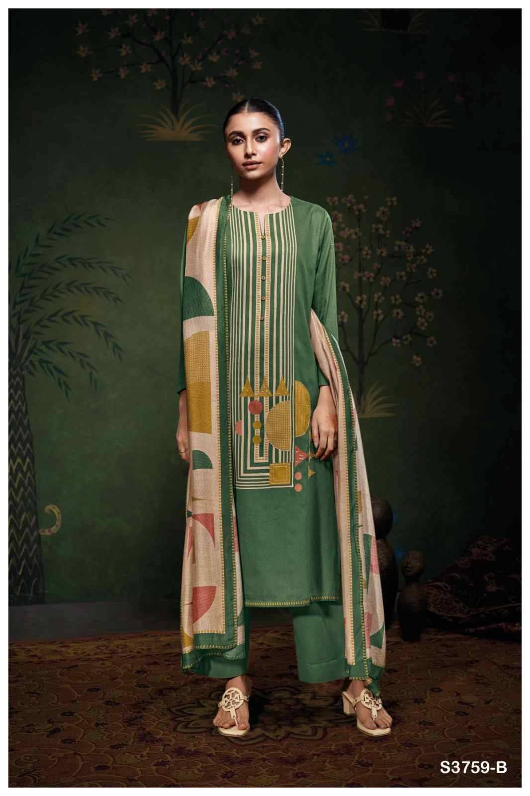 Eshleen-3759 By Ganga Fashion 3759-A To 3759-D Series Beautiful Festive Suits Colorful Stylish Fancy Casual Wear & Ethnic Wear Pure Cotton Satin Dresses At Wholesale Price