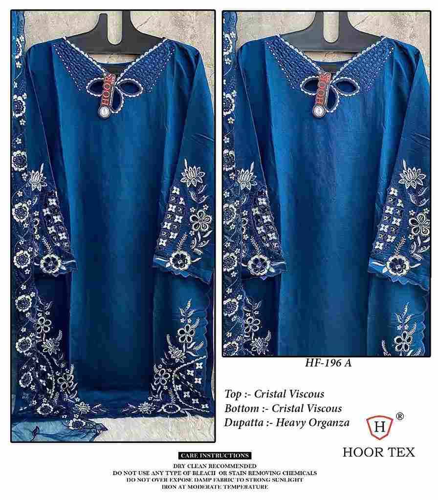 Hoor Tex Hit Design HF-196 Colours By Hoor Tex HF-196-A To HF-196-C Series Designer Festive Pakistani Suits Collection Beautiful Stylish Fancy Colorful Party Wear & Occasional Wear Viscose Dresses At Wholesale Price