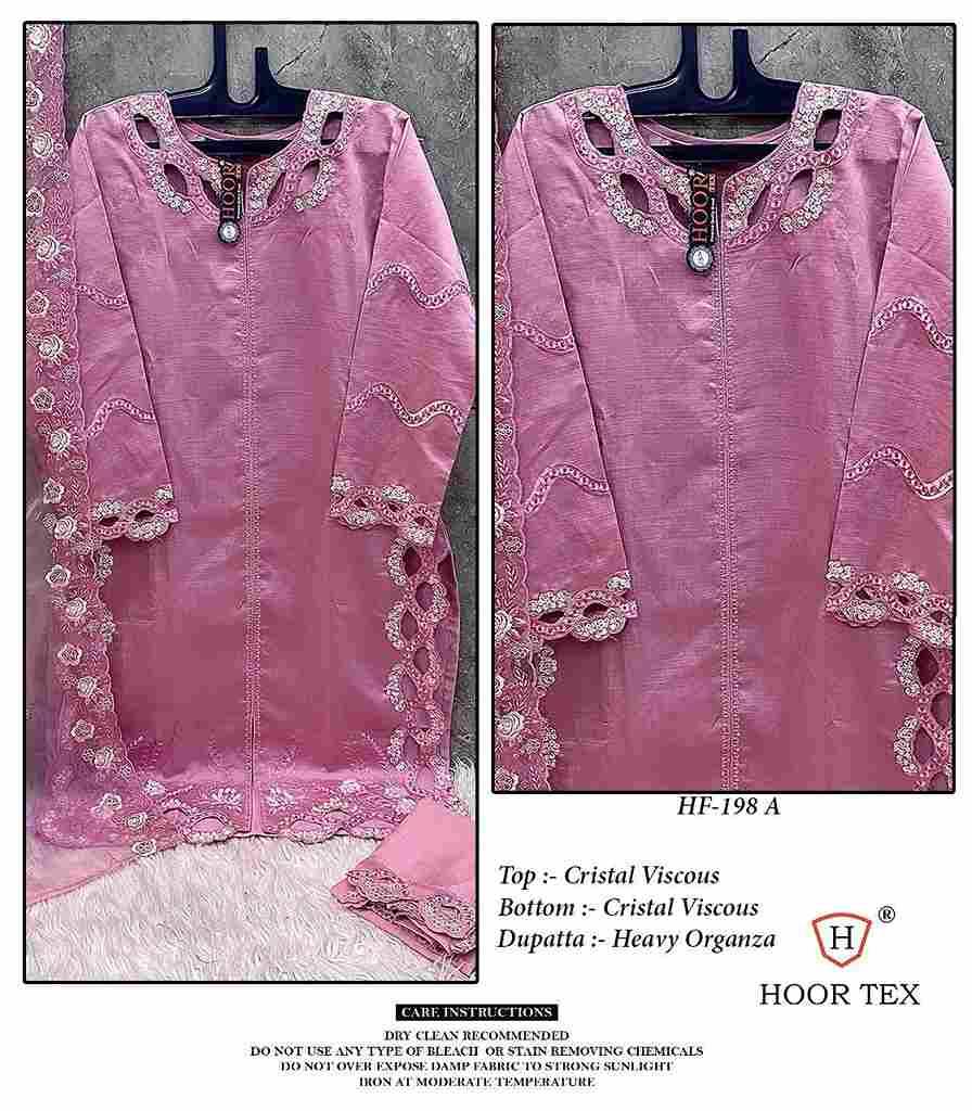 Hoor Tex Hit Design HF-198 Colours By Hoor Tex HF-198-A To HF-198-C Series Designer Festive Pakistani Suits Collection Beautiful Stylish Fancy Colorful Party Wear & Occasional Wear Viscose Dresses At Wholesale Price