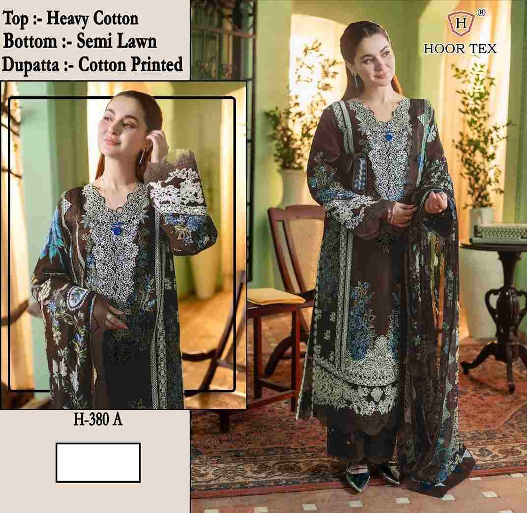 Hoor Tex Hit Design H-380 Colours By Hoor Tex H-380-A To H-380-D Series Designer Festive Pakistani Suits Collection Beautiful Stylish Fancy Colorful Party Wear & Occasional Wear Heavy Cotton With Embroidered Dresses At Wholesale Price