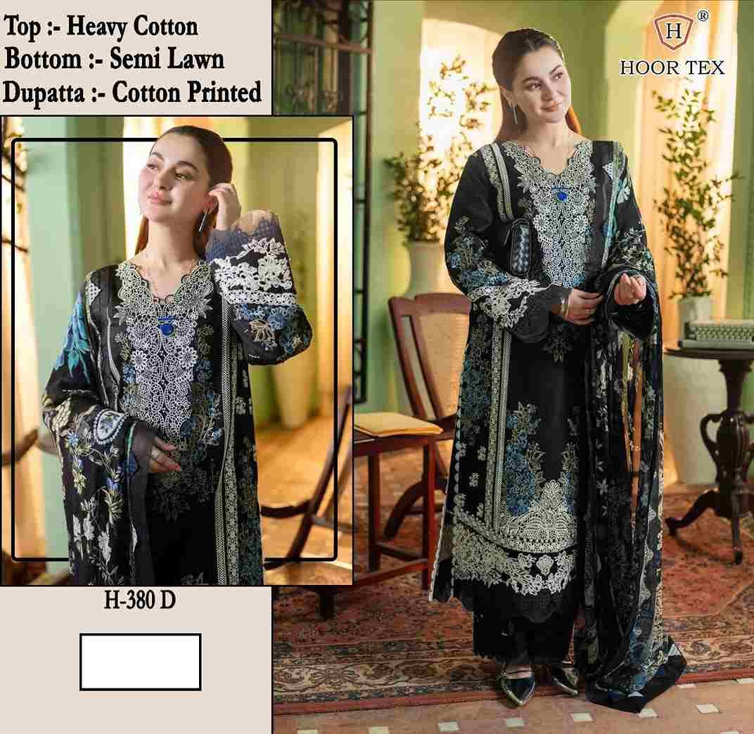 Hoor Tex Hit Design H-380 Colours By Hoor Tex H-380-A To H-380-D Series Designer Festive Pakistani Suits Collection Beautiful Stylish Fancy Colorful Party Wear & Occasional Wear Heavy Cotton With Embroidered Dresses At Wholesale Price