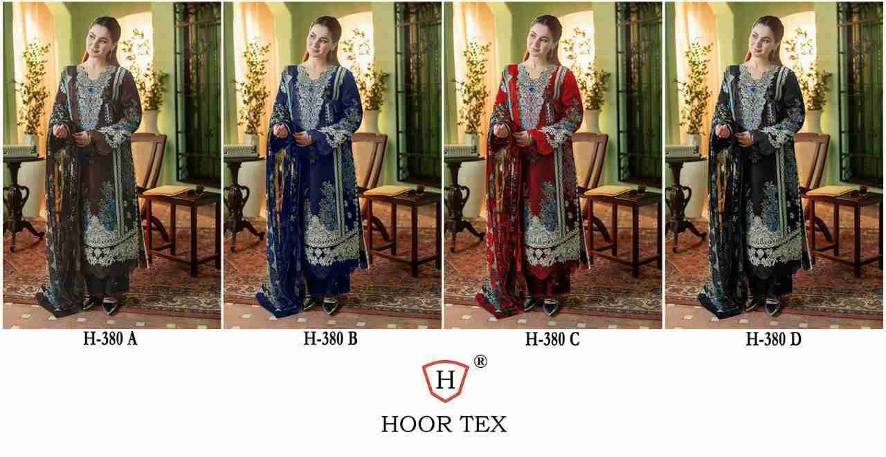 Hoor Tex Hit Design H-380 Colours By Hoor Tex H-380-A To H-380-D Series Designer Festive Pakistani Suits Collection Beautiful Stylish Fancy Colorful Party Wear & Occasional Wear Heavy Cotton With Embroidered Dresses At Wholesale Price