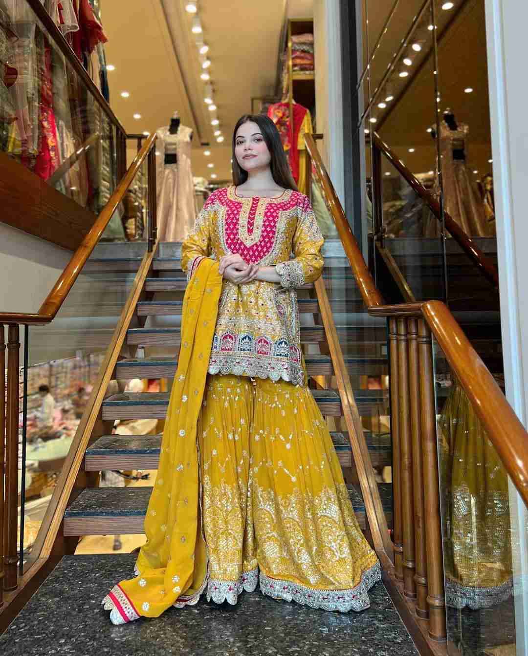 Sf-1050 By Fashid Wholesale Sharara Beautiful Festive Suits Colorful Stylish Fancy Casual Wear & Ethnic Wear Heavy Faux Georgette Dresses At Wholesale Price