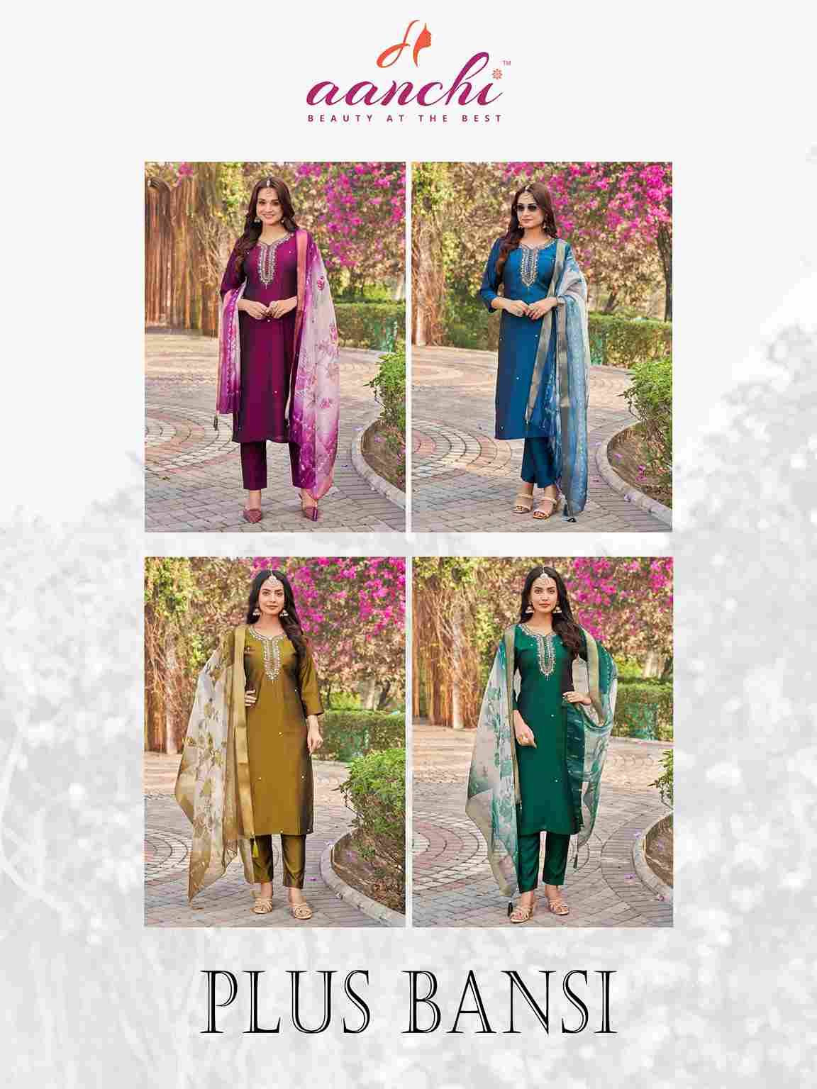 Plus Bansi By Aanchi 01 To 04 Series Beautiful Suits Colorful Stylish Fancy Casual Wear & Ethnic Wear Silk Dresses At Wholesale Price
