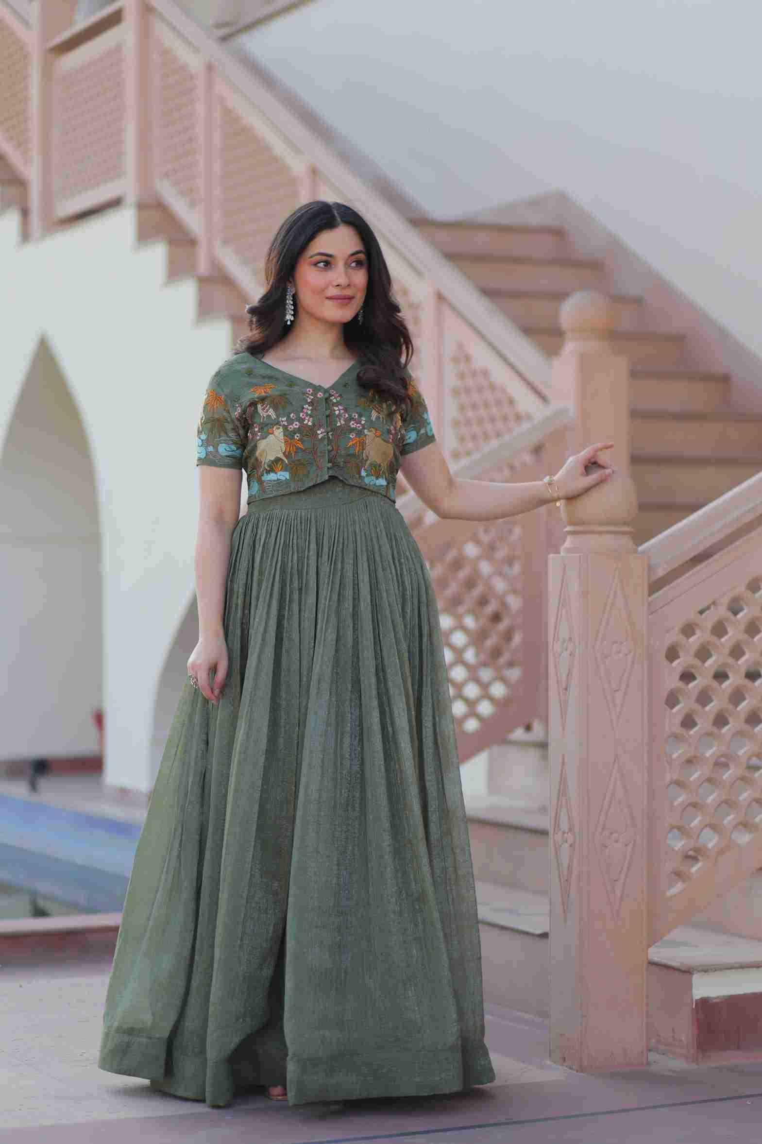 Sf-1051 By Fashid Wholesale 01 To 02 Designer Beautiful Collection Occasional Wear & Party Wear Silver Crunchy Gowns At Wholesale Price