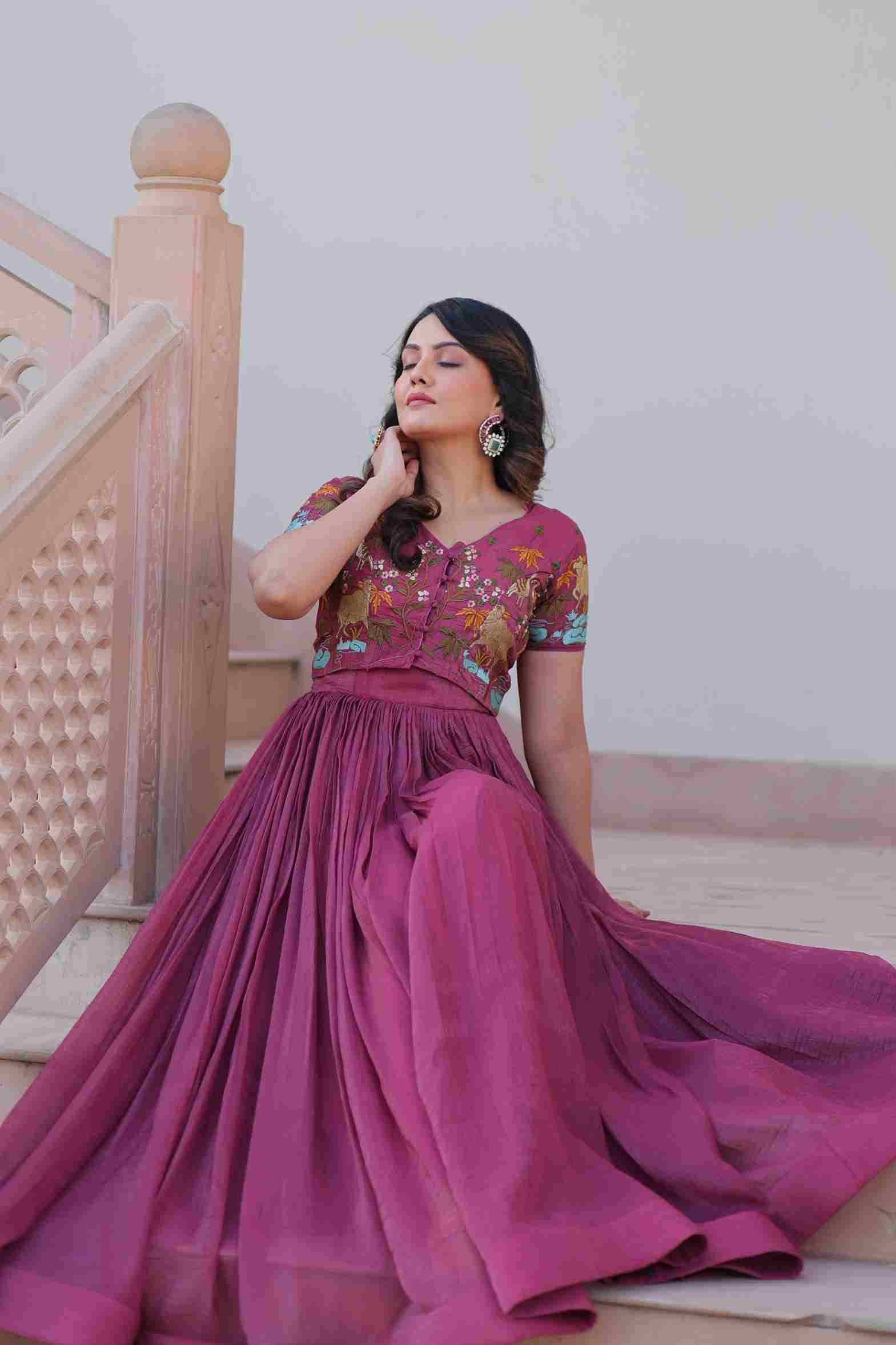 Sf-1051 By Fashid Wholesale 01 To 02 Designer Beautiful Collection Occasional Wear & Party Wear Silver Crunchy Gowns At Wholesale Price