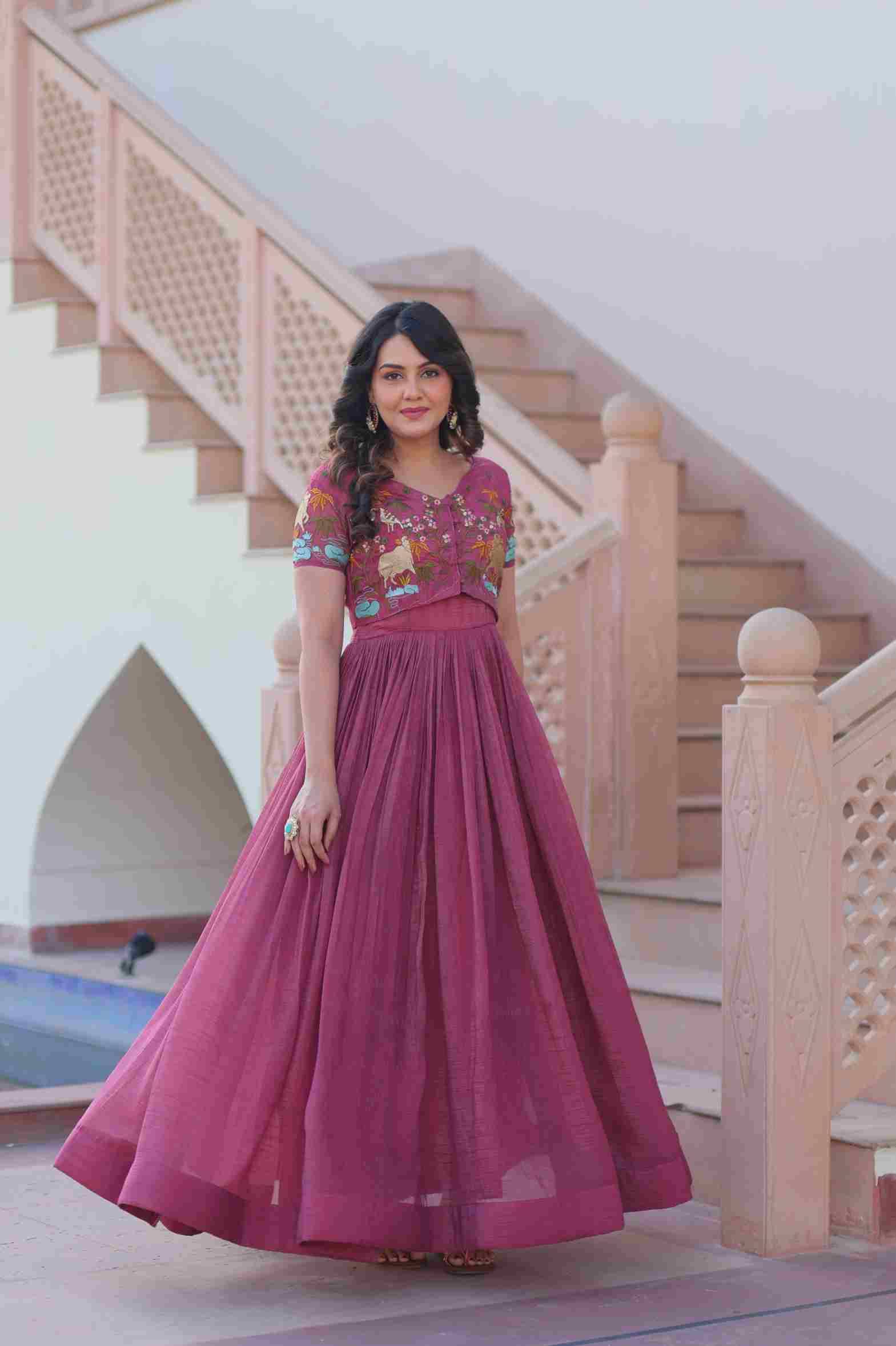 Sf-1051 By Fashid Wholesale 01 To 02 Designer Beautiful Collection Occasional Wear & Party Wear Silver Crunchy Gowns At Wholesale Price