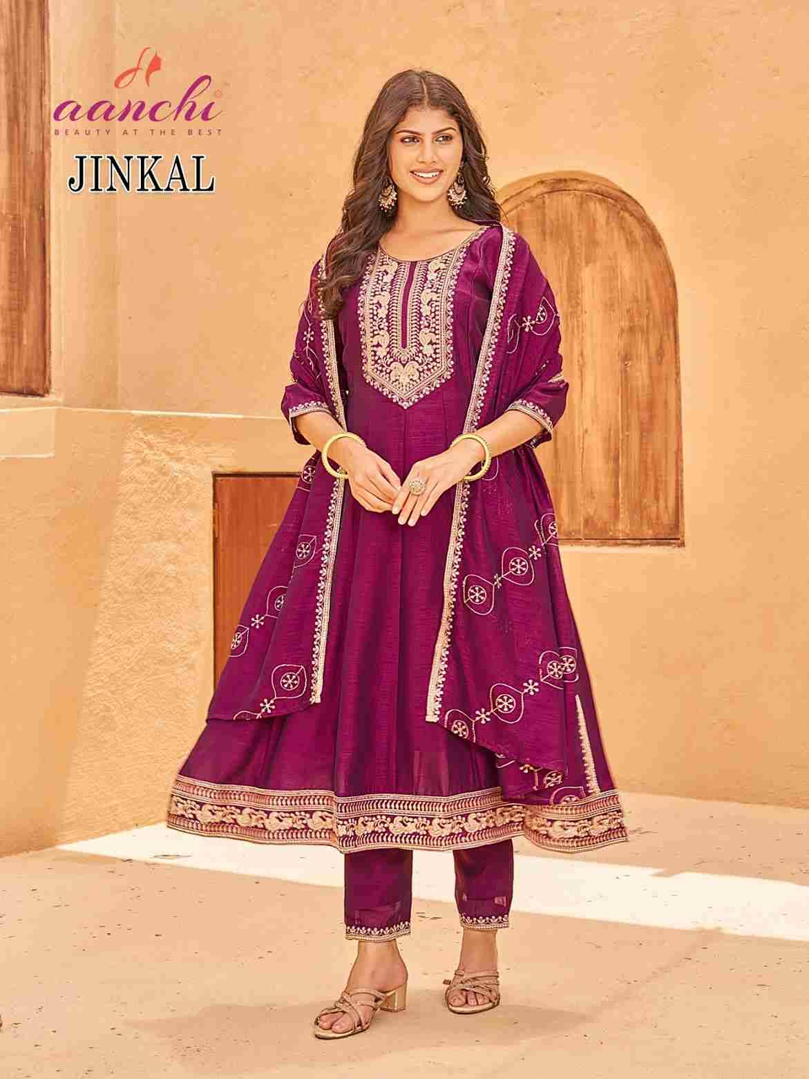 Jinkal By Aanchi 01 To 03 Series Beautiful Suits Colorful Stylish Fancy Casual Wear & Ethnic Wear Vichitra Silk Dresses At Wholesale Price