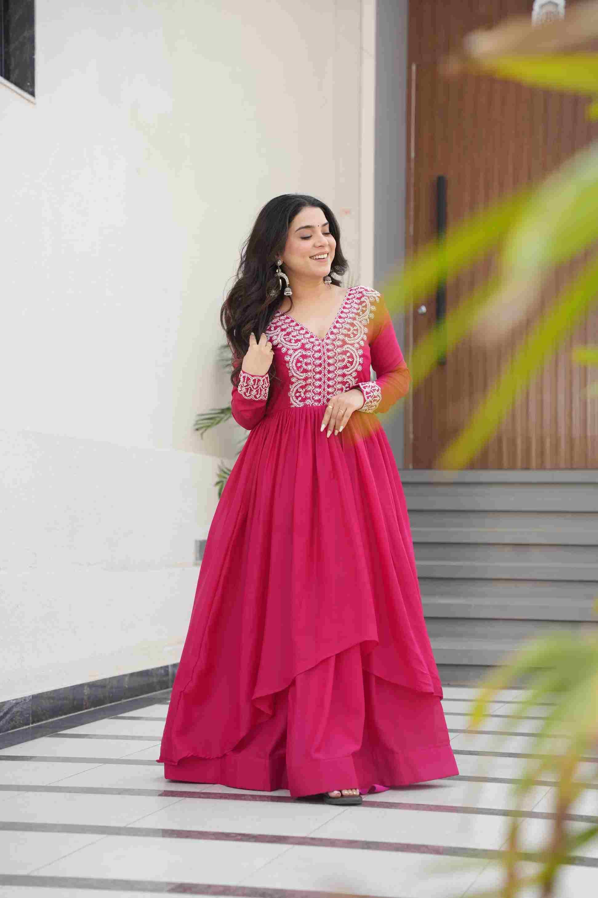 Sf-1052 By Fashid Wholesale 01 To 02 Designer Beautiful Collection Occasional Wear & Party Wear Georgette Gowns At Wholesale Price