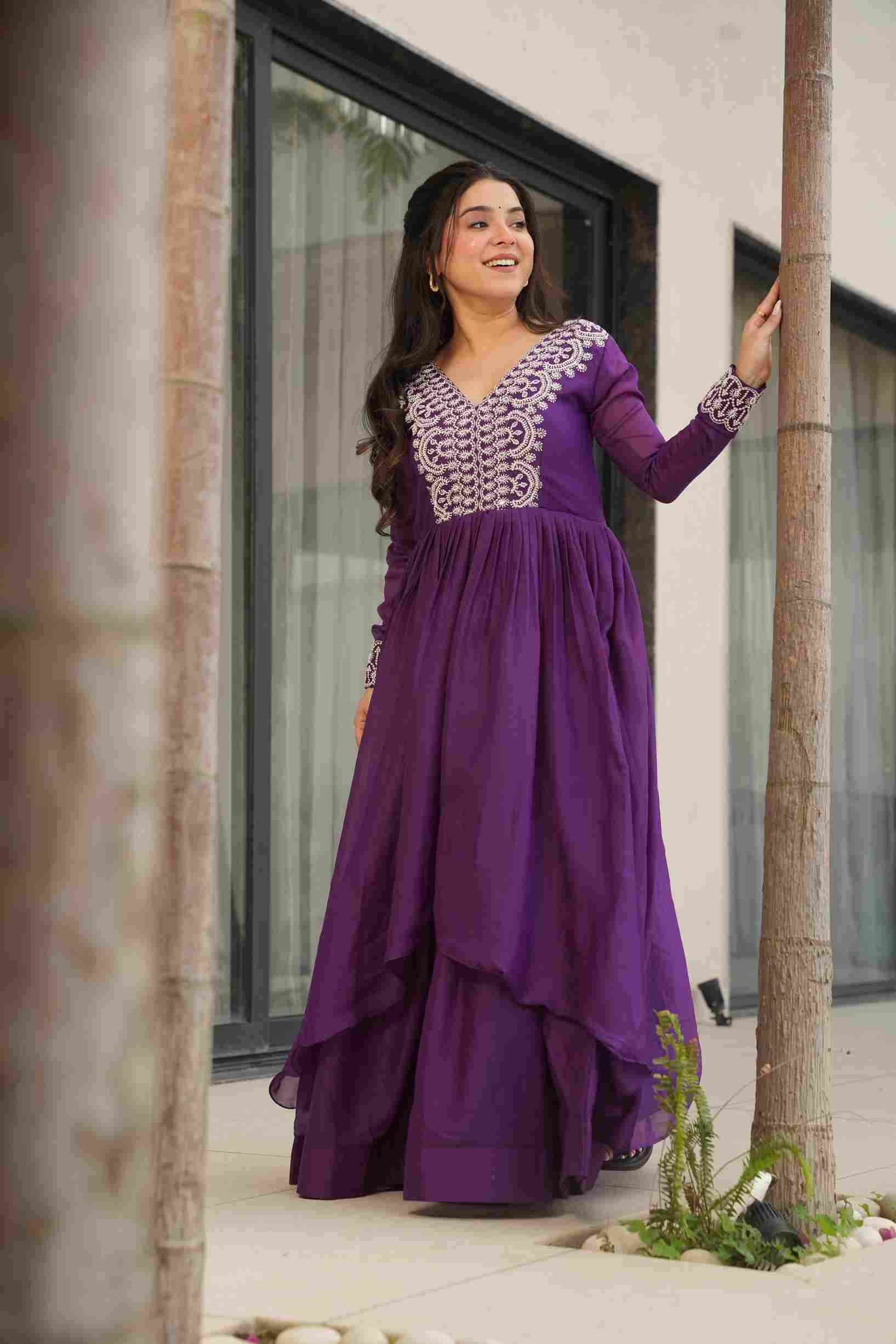 Sf-1052 By Fashid Wholesale 01 To 02 Designer Beautiful Collection Occasional Wear & Party Wear Georgette Gowns At Wholesale Price