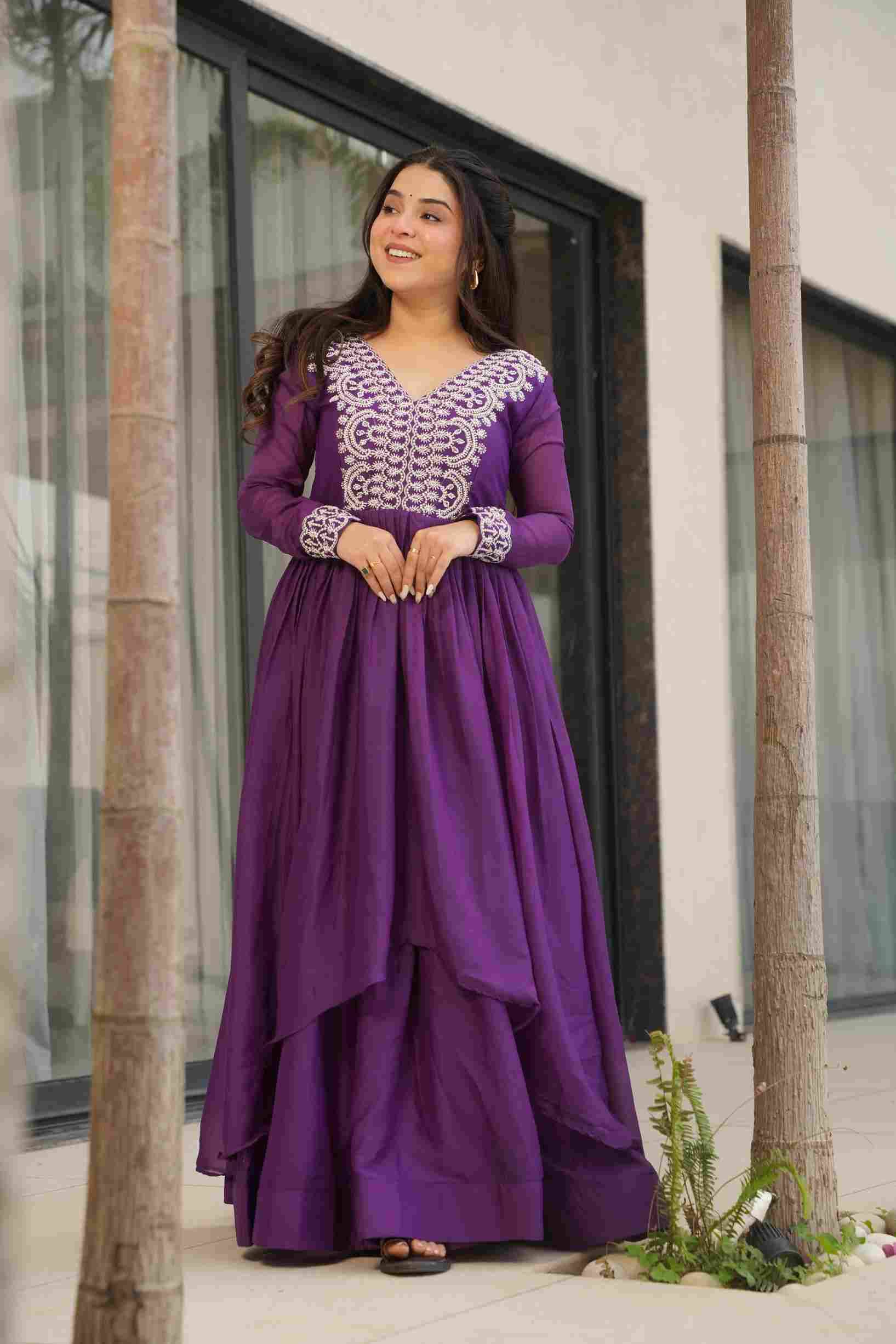Sf-1052 By Fashid Wholesale 01 To 02 Designer Beautiful Collection Occasional Wear & Party Wear Georgette Gowns At Wholesale Price