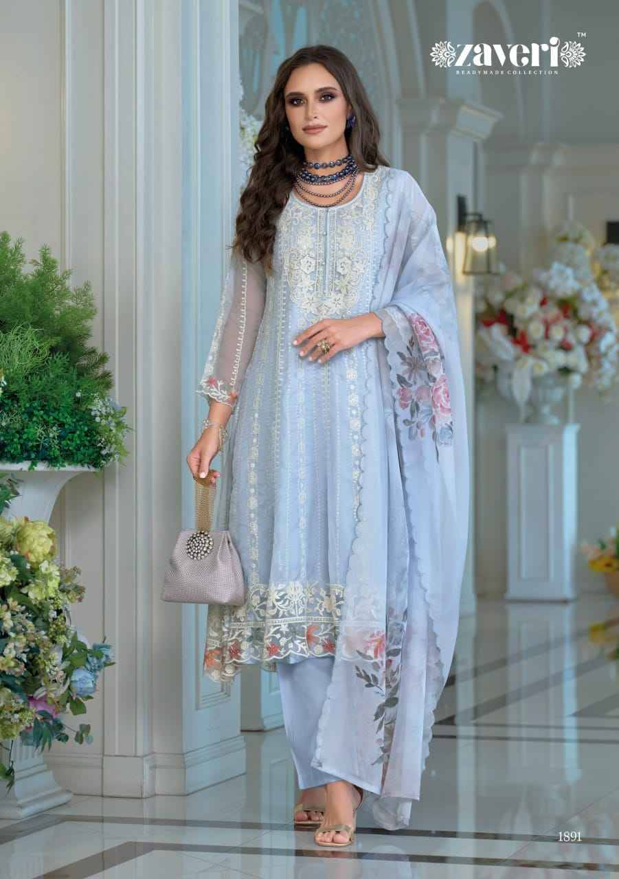 Suhana By Zaveri 1889 To 1891 Series Beautiful Festive Suits Colorful Stylish Fancy Casual Wear & Ethnic Wear Soft Organza Embroidery Dresses At Wholesale Price