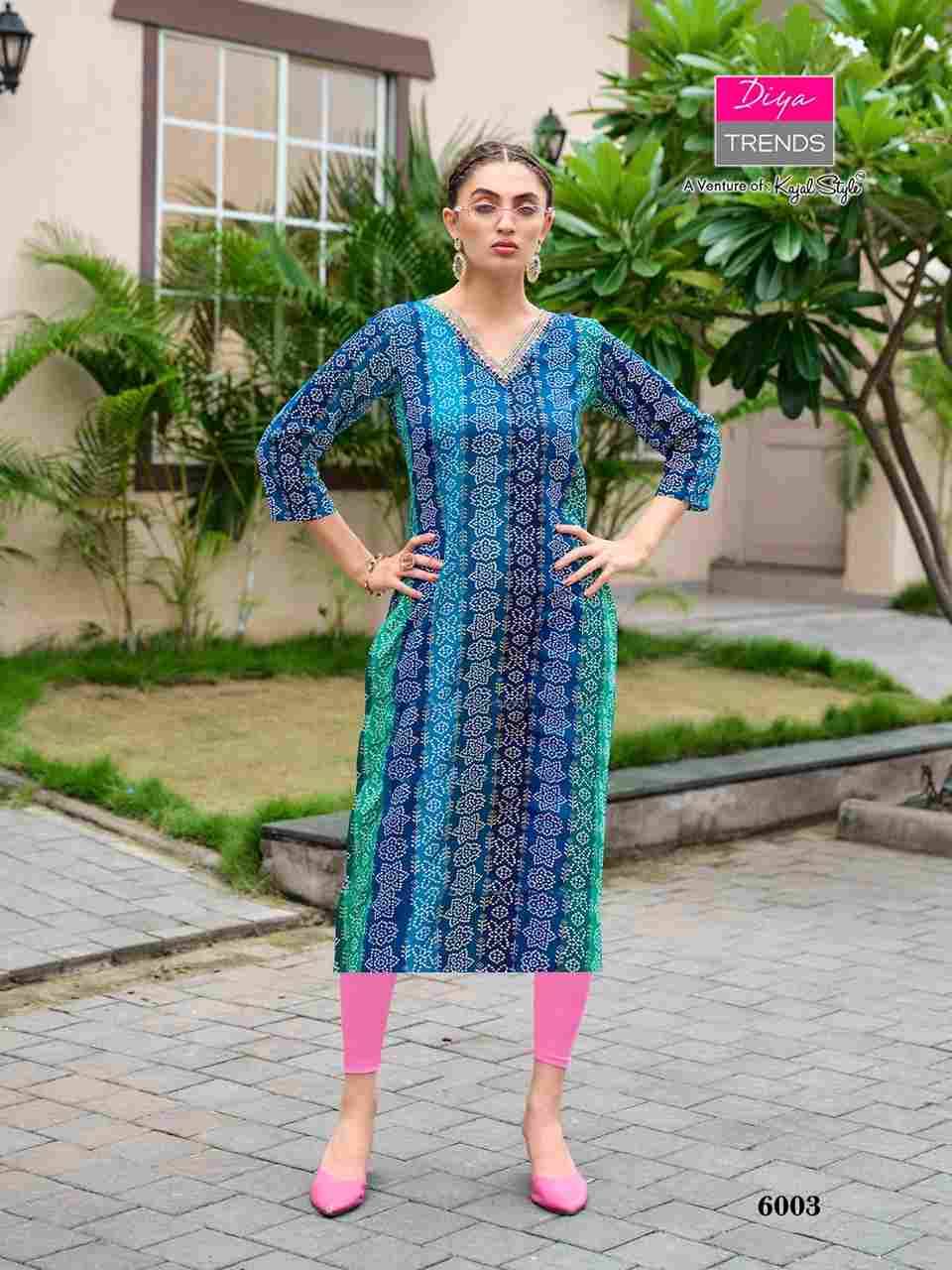 Gardencity Vol-6 By Diya Trends 6001 To 6012 Series Designer Stylish Fancy Colorful Beautiful Party Wear & Ethnic Wear Collection Rayon Print Kurtis At Wholesale Price
