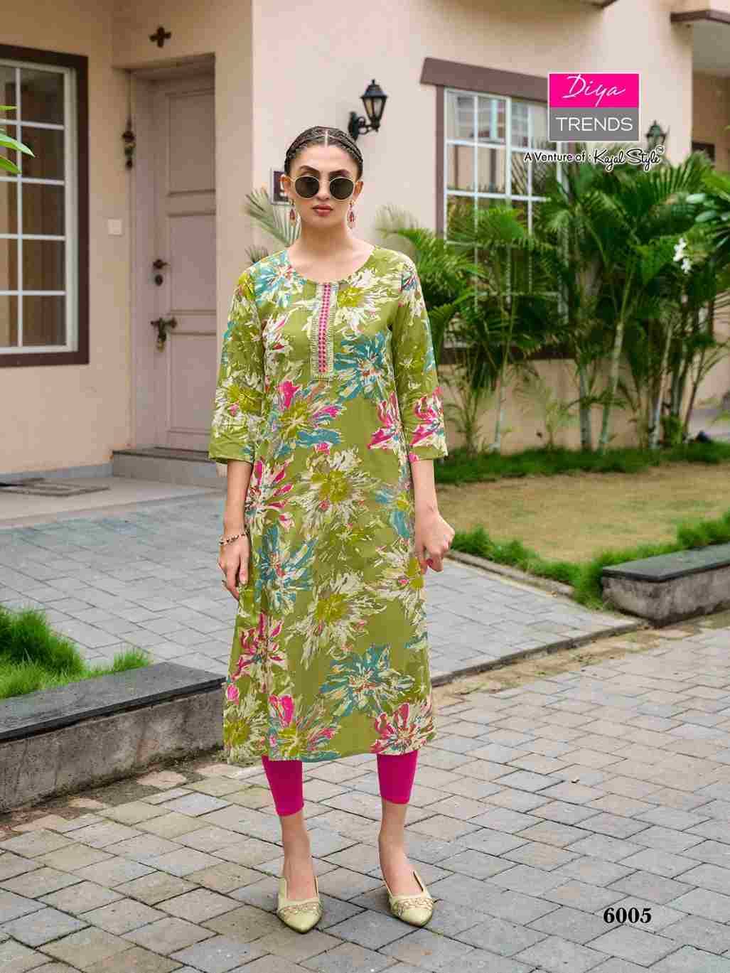 Gardencity Vol-6 By Diya Trends 6001 To 6012 Series Designer Stylish Fancy Colorful Beautiful Party Wear & Ethnic Wear Collection Rayon Print Kurtis At Wholesale Price